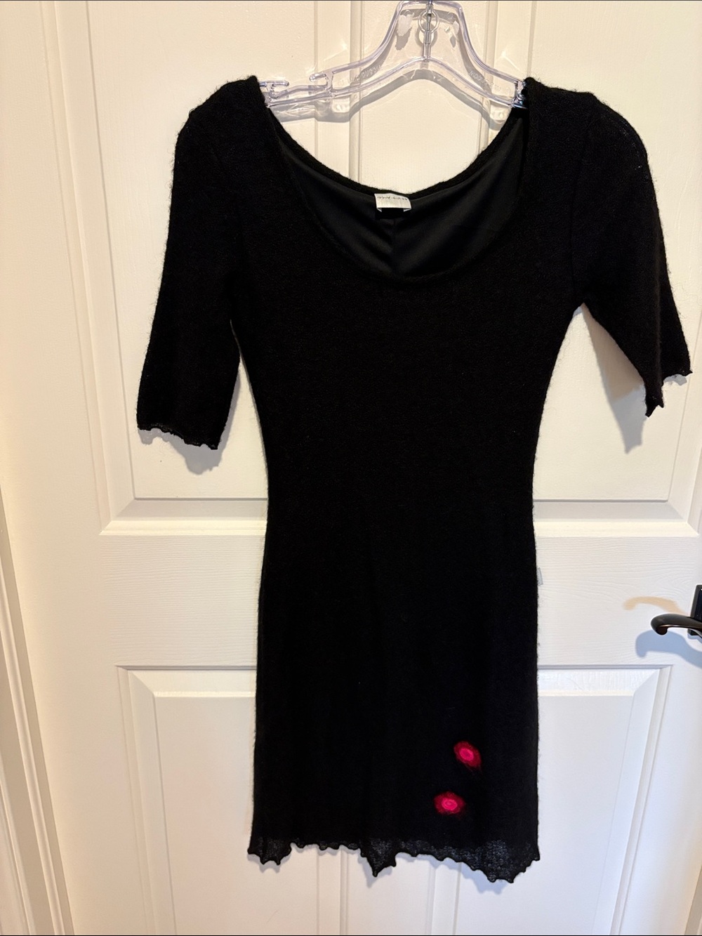 Black Short Sleeve Scoop Neck Knit Dress